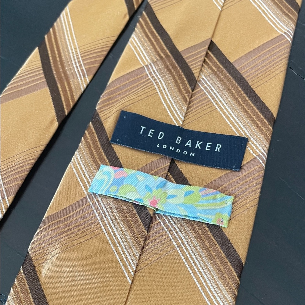 Ted Baker Gold and Brown Diagonal Stripe Tie